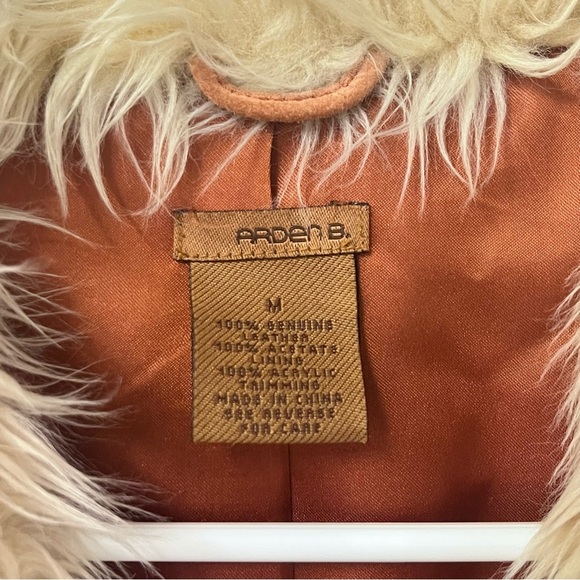 y2k arden b womens brown suede jacket faux fur collar and belted penny lanes - Picture 4 of 13